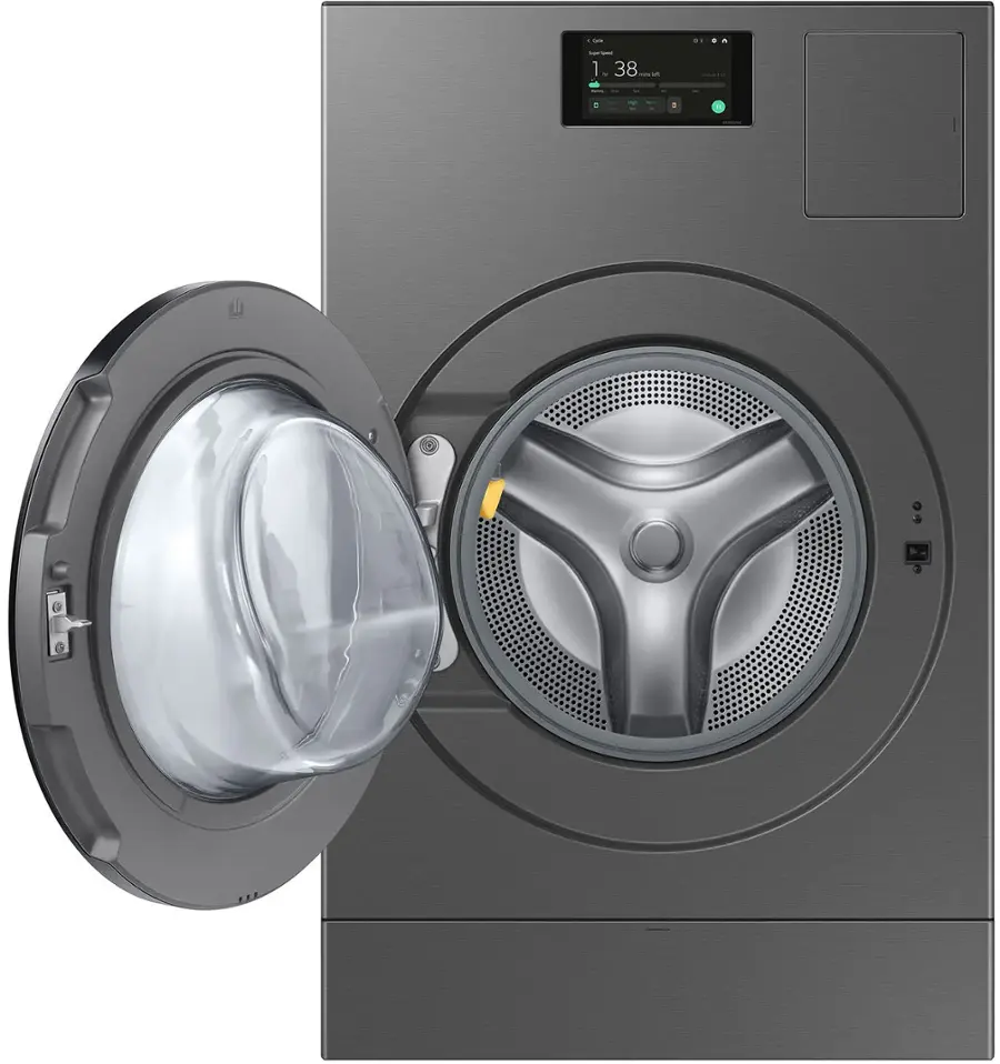 Alt View 17. Samsung - Bespoke AI 5.3 Cu. Ft. All-in-One Front Load Washer & Dryer Combo with Super Speed Wash and Ventless Heat Pump Dryer - Dark Steel.