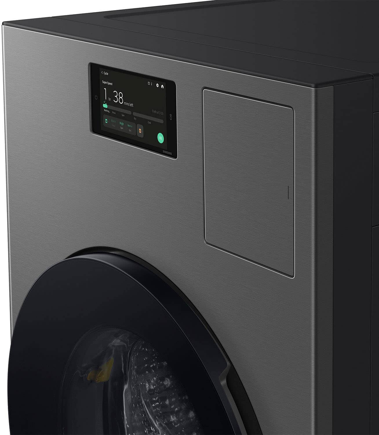 Alt View 20. Samsung - Bespoke AI 5.3 Cu. Ft. All-in-One Front Load Washer & Dryer Combo with Super Speed Wash and Ventless Heat Pump Dryer - Dark Steel.