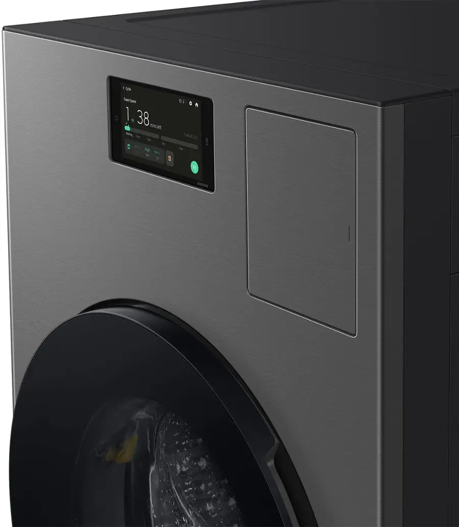 Alt View 20. Samsung - Bespoke AI 5.3 Cu. Ft. All-in-One Front Load Washer & Dryer Combo with Super Speed Wash and Ventless Heat Pump Dryer - Dark Steel.