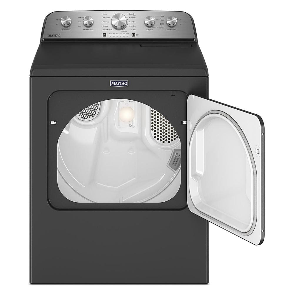 Left. Maytag - 7.0 Cu. Ft. Electric Dryer with Steam and Extra Power Button - Volcano Black.
