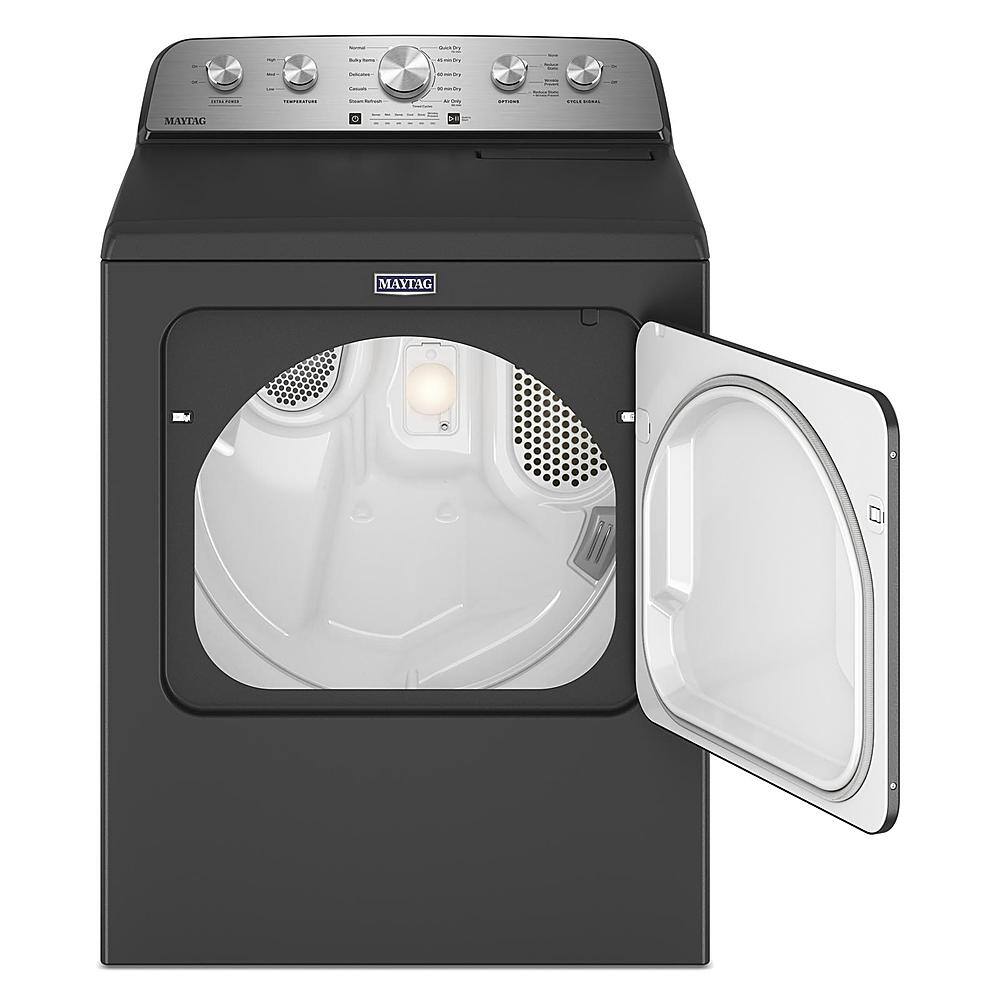 Left. Maytag - 7.0 Cu. Ft. Electric Dryer with Steam and Extra Power Button - Volcano Black.