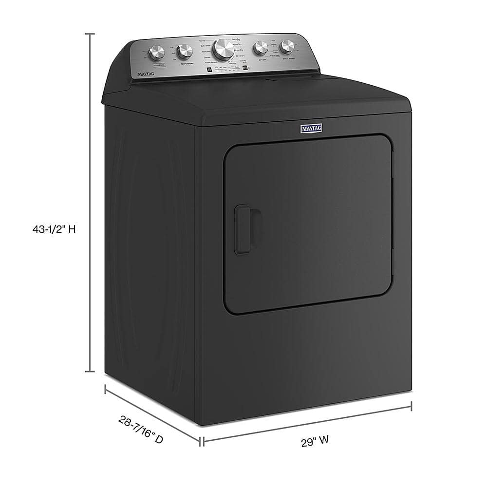 Alt View 2. Maytag - 7.0 Cu. Ft. Electric Dryer with Steam and Extra Power Button - Volcano Black.