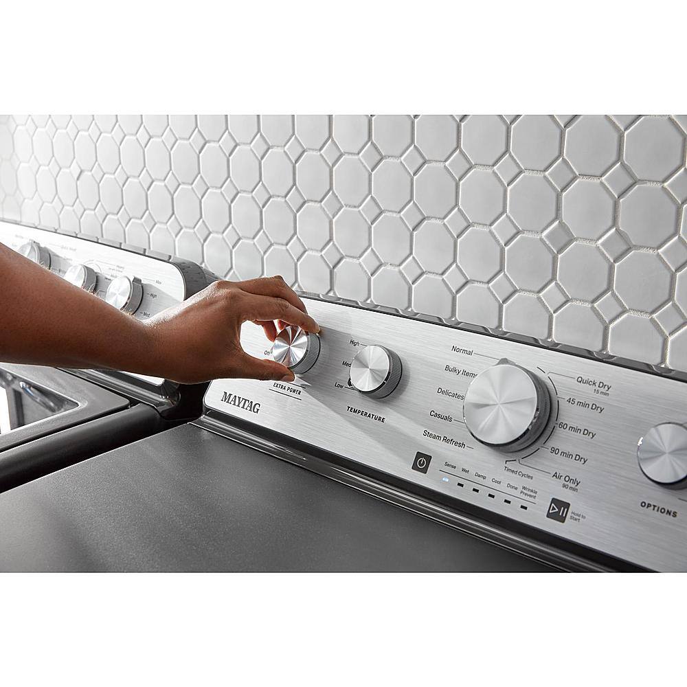 Alt View 11. Maytag - 7.0 Cu. Ft. Electric Dryer with Steam and Extra Power Button - Volcano Black.