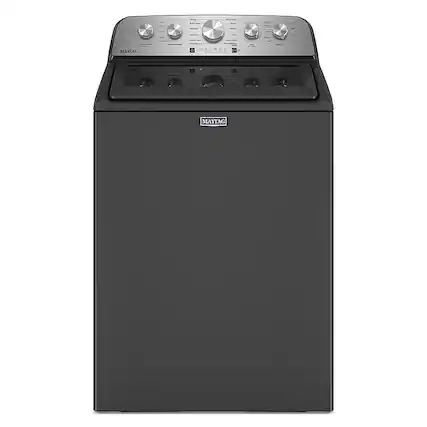 Front. Maytag - 4.8 Cu. Ft. High Efficiency Top Load Washer with Extra Power Button - Volcano Black.