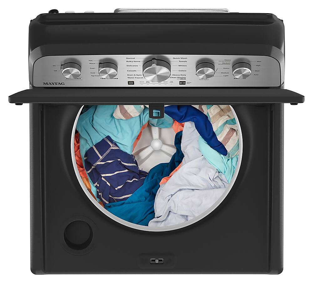 Alt View 14. Maytag - 4.8 Cu. Ft. High Efficiency Top Load Washer with Extra Power Button - Volcano Black.