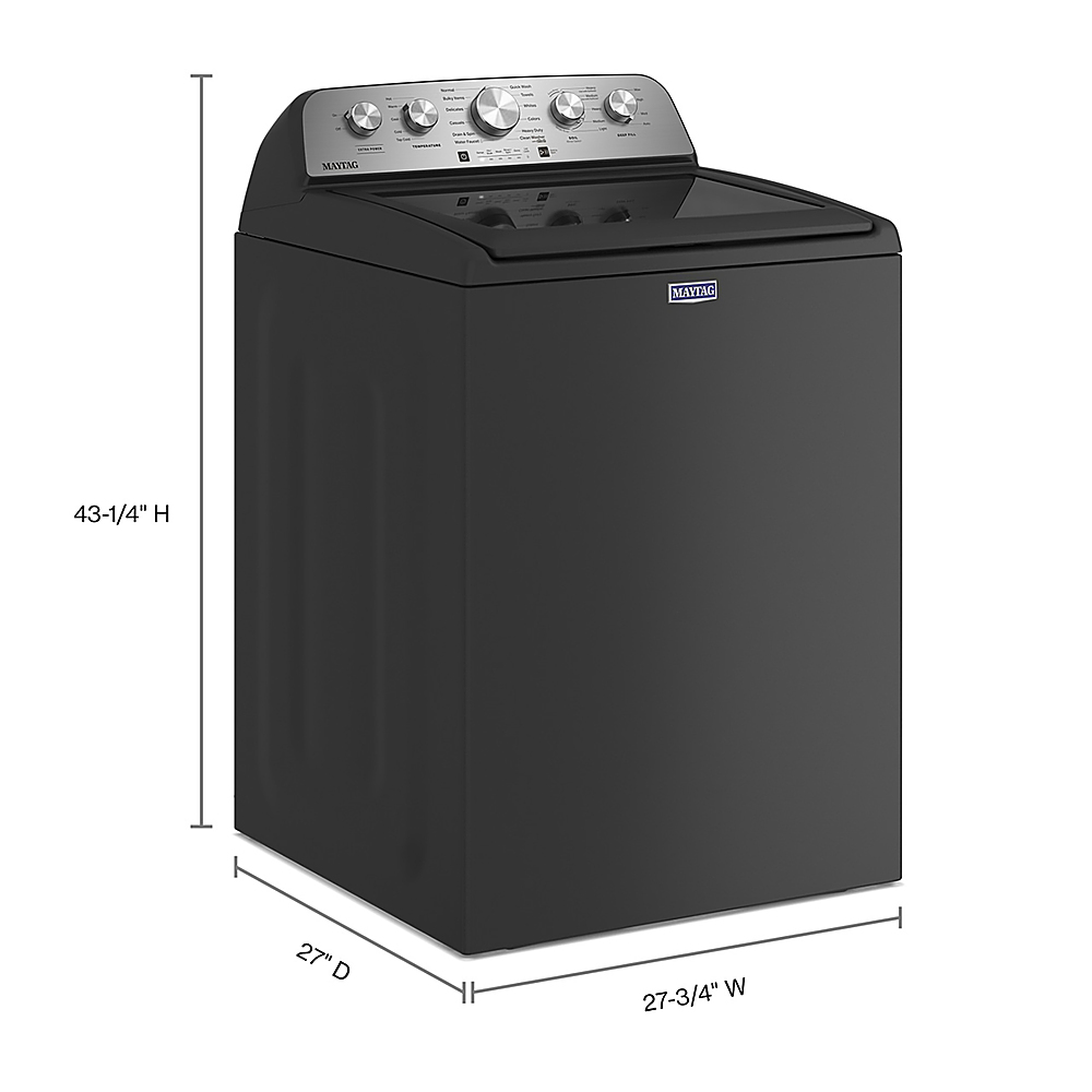 Left View: Maytag - 4.8 Cu. Ft. High Efficiency Top Load Washer with Extra Power Button - Volcano Black