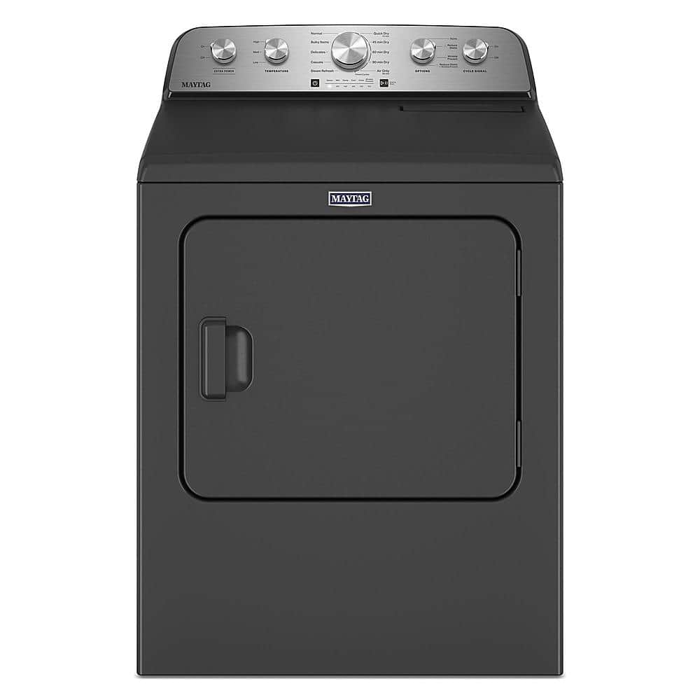 Maytag - 7.0 Cu. Ft. Gas Dryer with Steam and Extra Power Button - Volcano Black - Front_Zoom