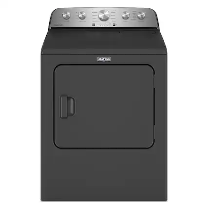 Front. Maytag - 7.0 Cu. Ft. Gas Dryer with Steam and Extra Power Button - Volcano Black.