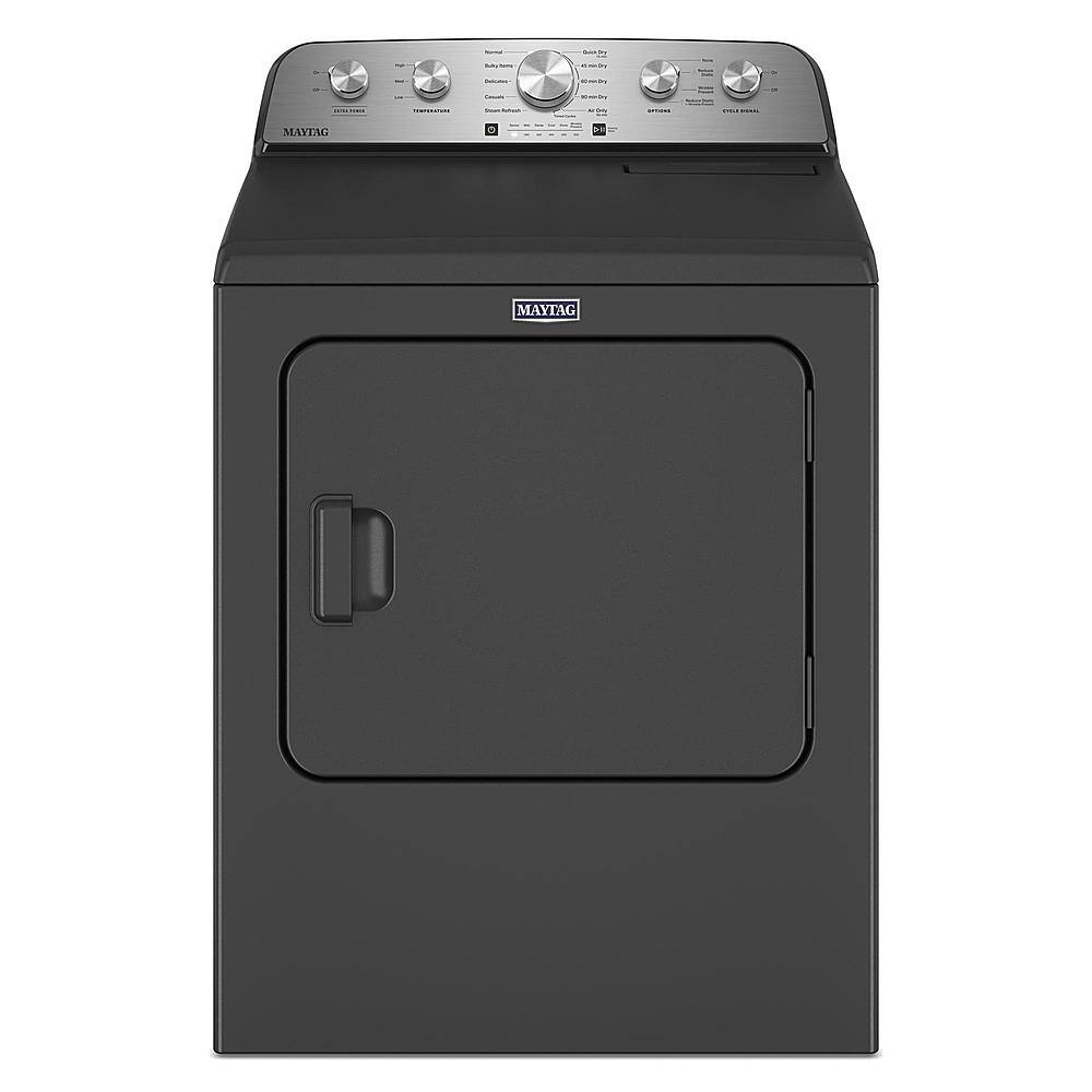 Front. Maytag - 7.0 Cu. Ft. Gas Dryer with Steam and Extra Power Button - Volcano Black.