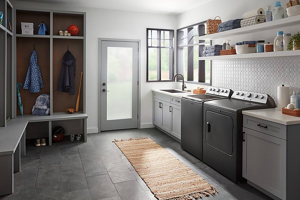 Alt View 18. Maytag - 7.0 Cu. Ft. Gas Dryer with Steam and Extra Power Button - Volcano Black.