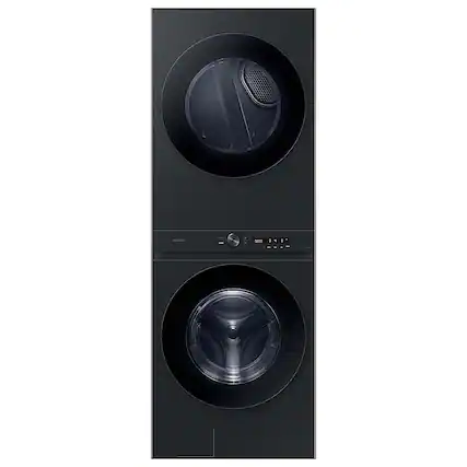 Front. Samsung - 4.6 Cu. Ft. Washer with Flex Auto Dispense System and 7.6 Cu. Ft. Gas Dryer - Brushed Black.