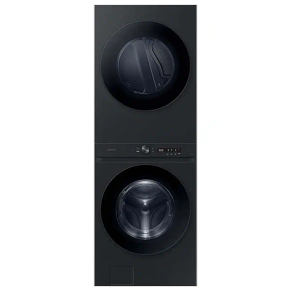 Front. Samsung - 4.6 Cu. Ft. Washer with Flex Auto Dispense System and 7.6 Cu. Ft. Electric Dryer - Brushed Black.