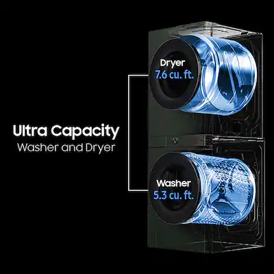 Samsung - 5.3 Cu. Ft. Washer with AI OptiWash and 7.6 Cu. Ft. Gas Dryer - Satin Green