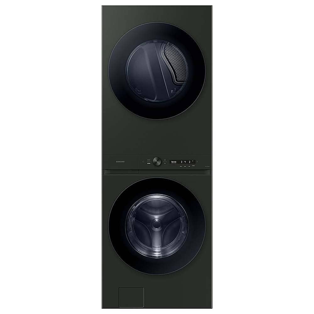 Front. Samsung - 5.3 Cu. Ft. Washer with AI OptiWash and 7.6 Cu. Ft. Electric Dryer - Satin Green.
