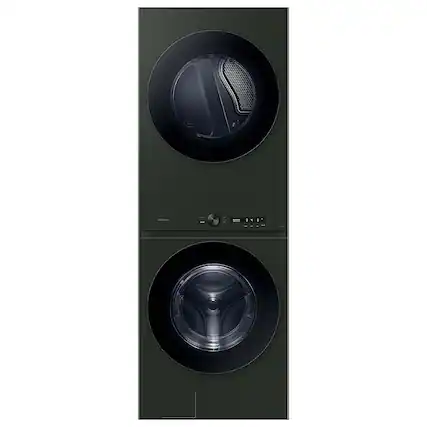 Front. Samsung - 5.3 Cu. Ft. Washer with AI OptiWash and 7.6 Cu. Ft. Electric Dryer - Satin Green.
