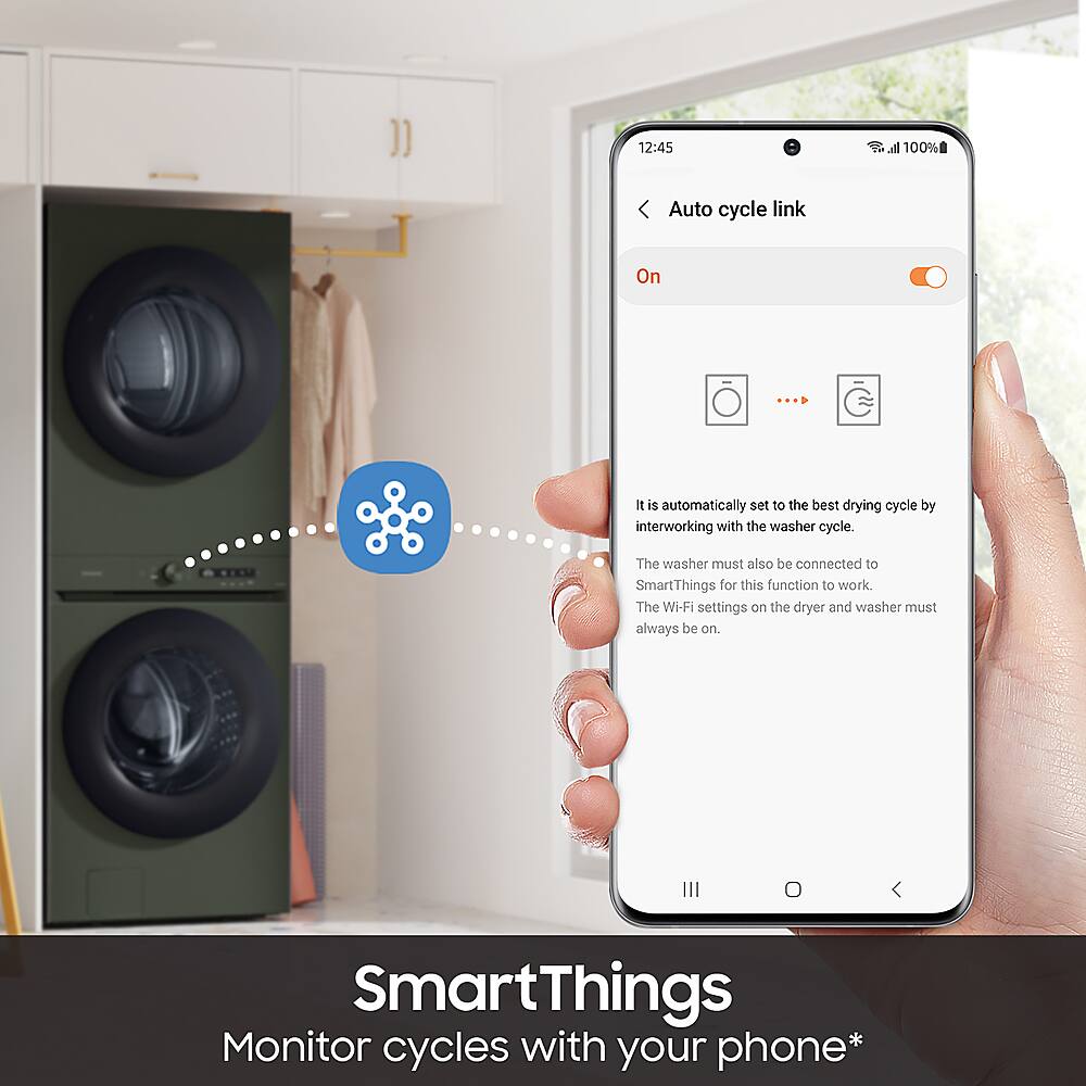 SmartThings Monitor cycles with your phone.