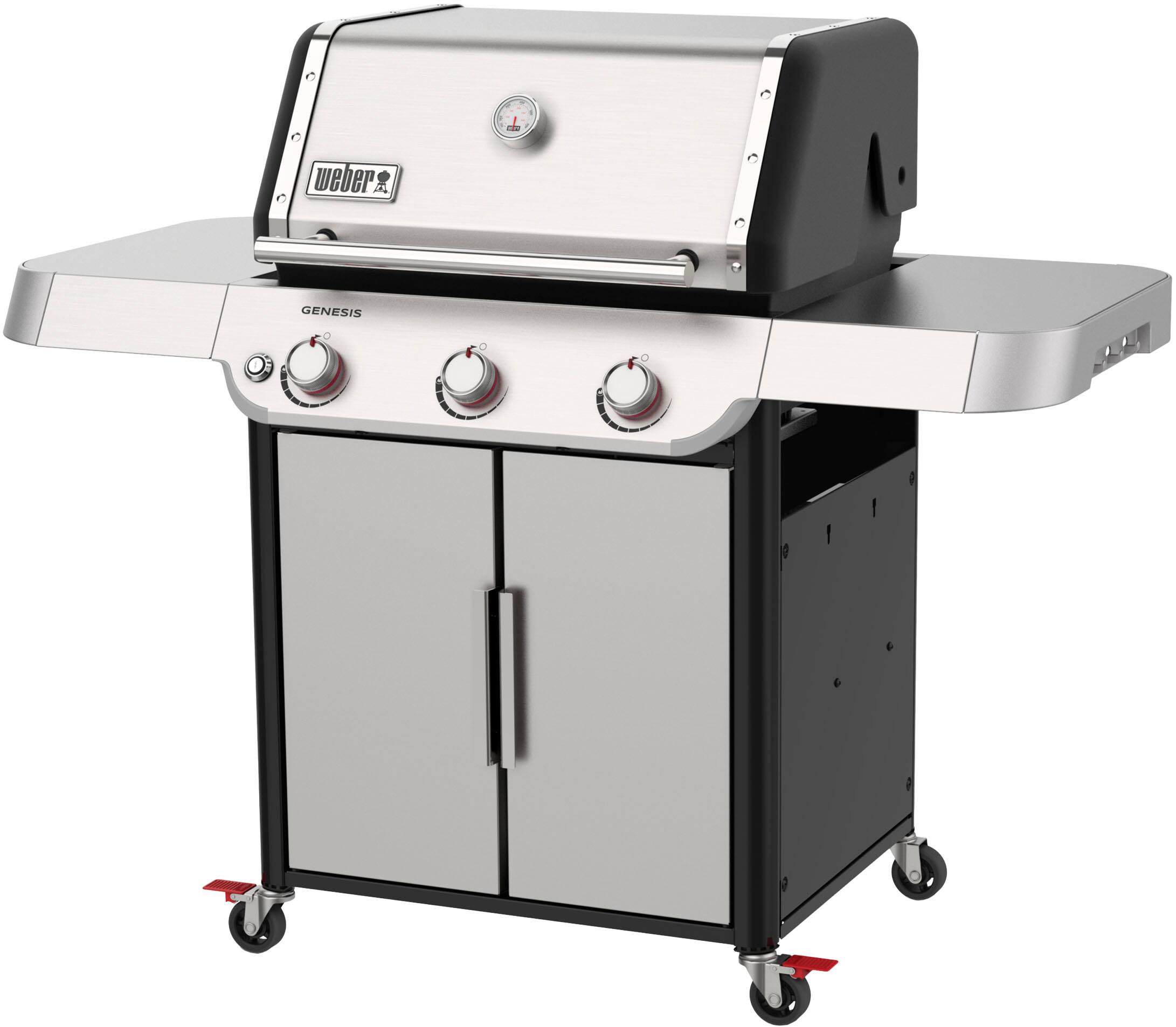 Left. Weber - GENESIS S-315 Propane Gas Grill - Stainless Steel.