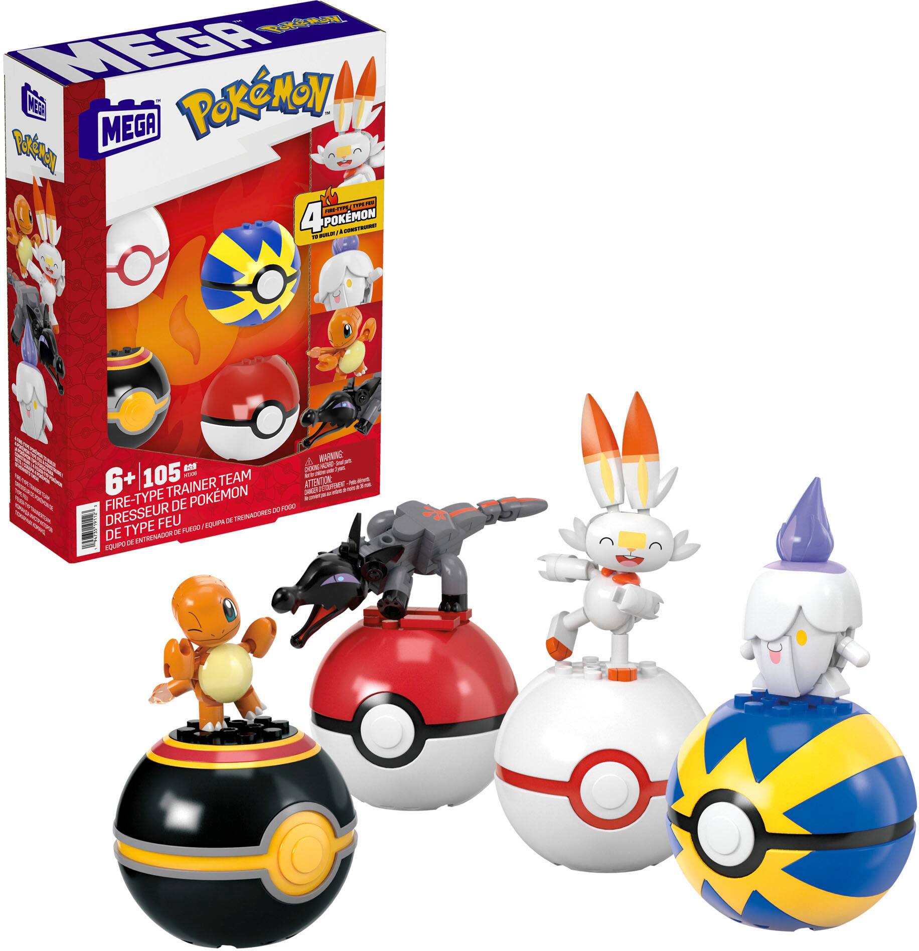 Angle. Mega Construx - Pokemon Fire-Type Trainer Team (4-Pack).