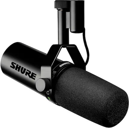 Front. Shure - SM7dB Wired Cardioid Dynamic Microphone with Built-in Preamp - Black.
