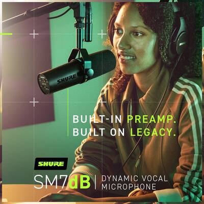 Shure SM7dB Wired Cardioid Dynamic Microphone with Built in Shure SM7dB Wired Cardioid Dynamic Microphone with Built in