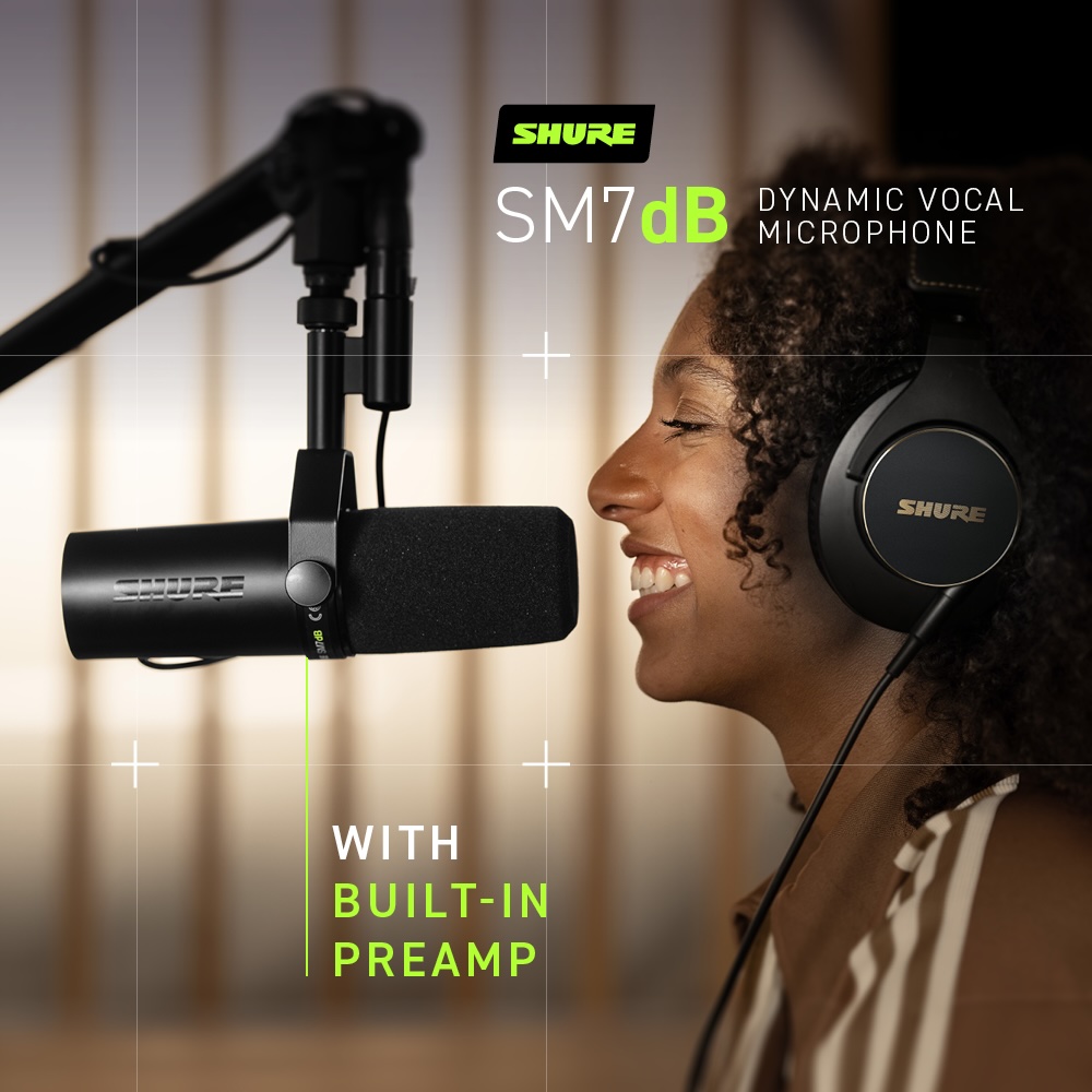 Shure SM7dB Wired Cardioid Dynamic Microphone with Built-in Preamp 