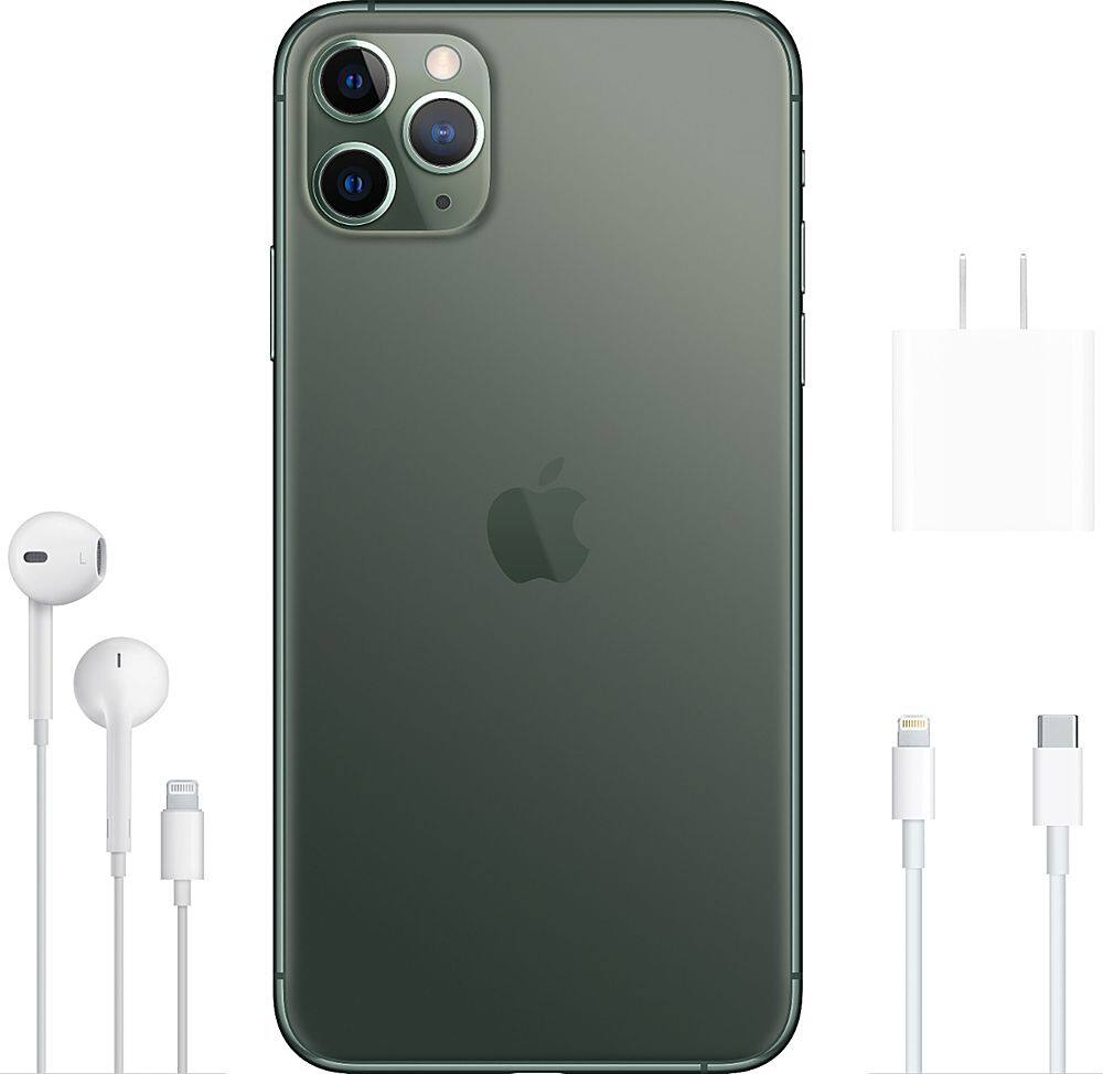 Alt View 15. Apple - Geek Squad Certified Refurbished iPhone 11 Pro Max with 256GB Memory Cell Phone (Unlocked) - Midnight Green.
