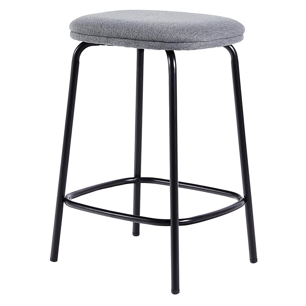 Angle View: Walker Edison - Modern Upholstered Seat Counter Stool (2-Piece set) - Charcoal