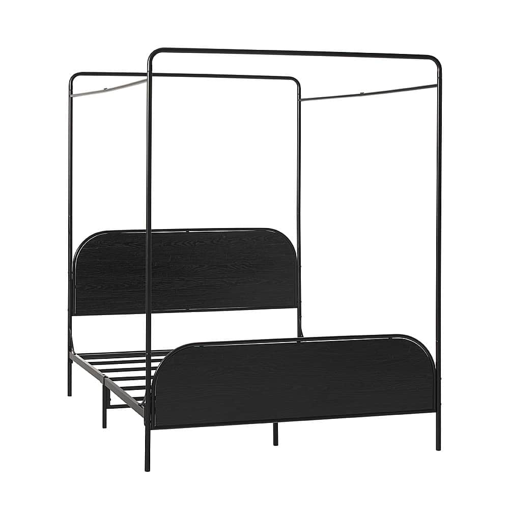 Walker Edison – Modern Metal and Wood Canopy Queen Bedframe – Black Sansujyuku sansujyuku.com