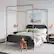 Alt View 12. Walker Edison - Modern Metal and Wood Canopy Queen Bedframe - Black.