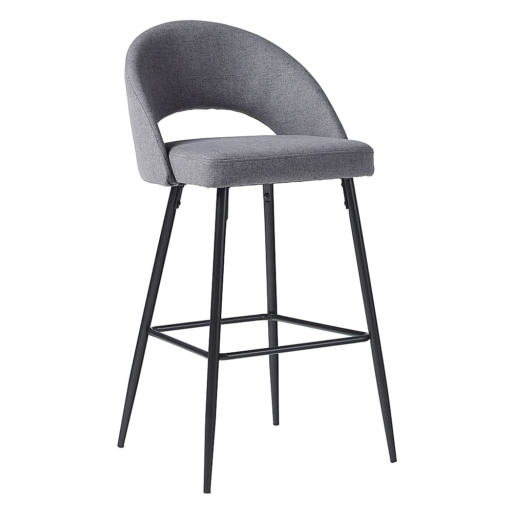 Left View: Walker Edison - Modern Upholstered Barstool (2-Piece set) - Charcoal