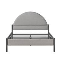Walker Edison - Modern Upholstered Curved-Headboard Queen Bedframe - Gray - Front_Zoom