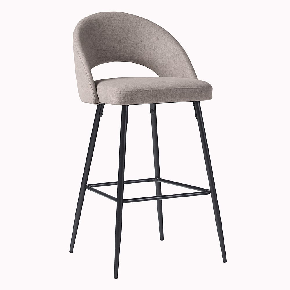 Left View: Walker Edison - Modern Upholstered Barstool (2-Piece set) - Mushroom