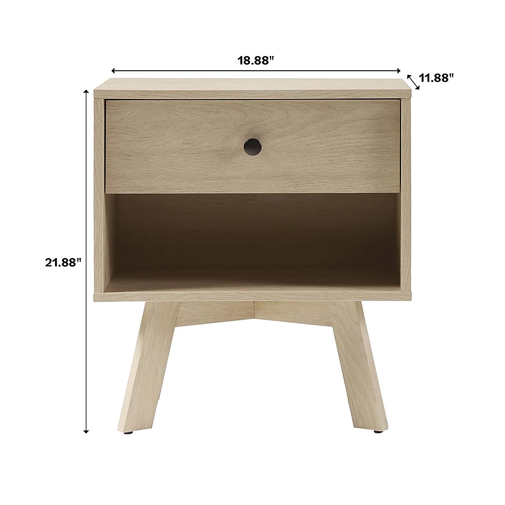 Walker Edison Mid-Century Modern 1-Drawer Angle-Leg Nightstand Coastal Oak  BBRAB4CCO - Best Buy