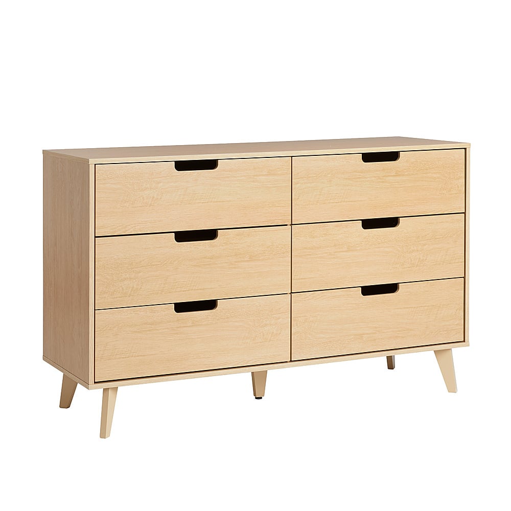 Angle View: Walker Edison - Simple Dresser with Six Cut Out Handles - Riviera