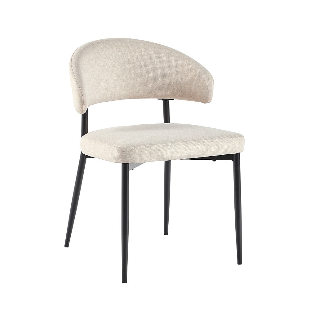 Left View: Walker Edison - Modern Curved Back Upholstered Dining Chair (2-Piece Set) - Ivory