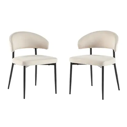 Front. Walker Edison - Modern Curved Back Upholstered Dining Chair (2-Piece Set) - Ivory.