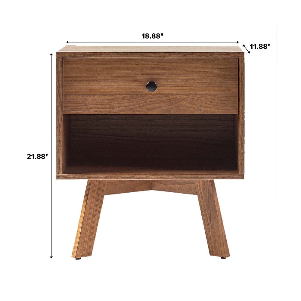 Alt View 39. Walker Edison - Mid-Century Modern 1-Drawer Angle-Leg Nightstand - Mocha.