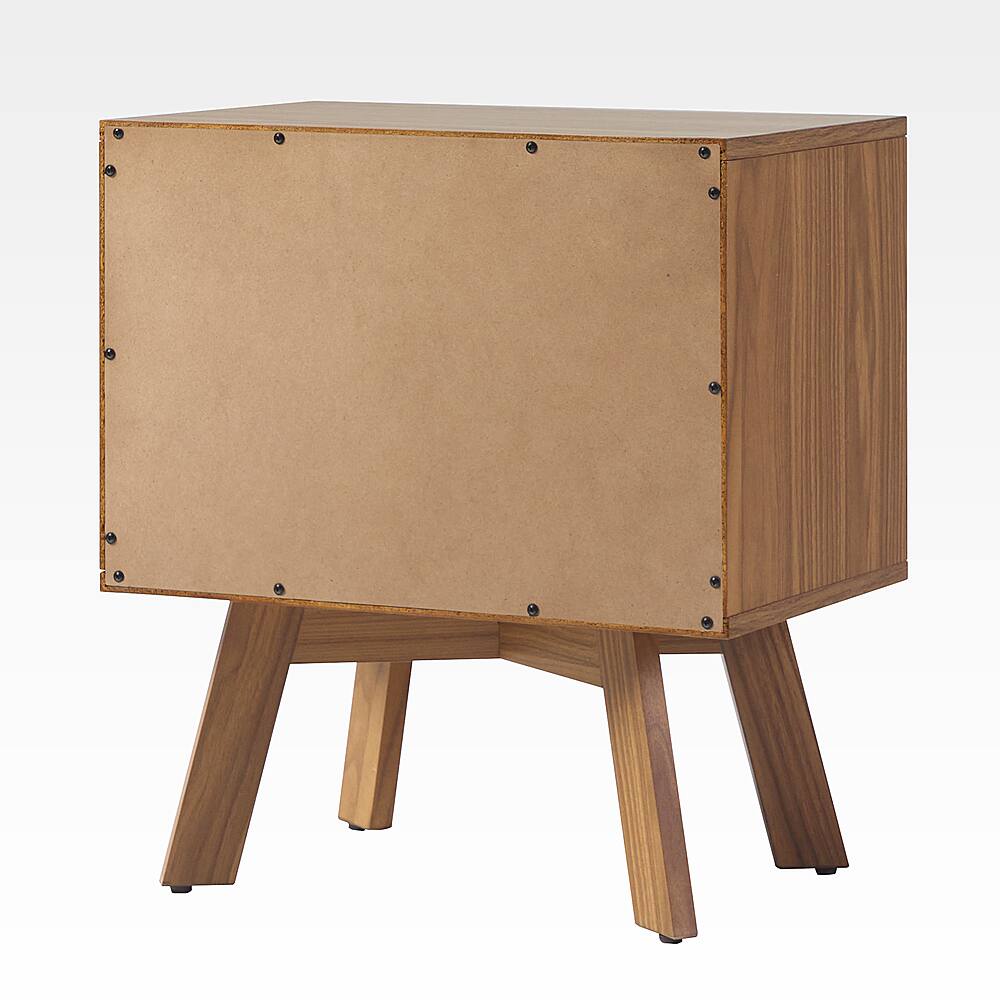 Left View: Walker Edison - Mid-Century Modern 1-Drawer Angle-Leg Nightstand - Mocha