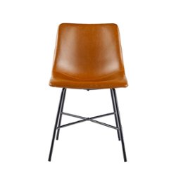Walker Edison - Dining Chair with Metal X Base (2-PIece Set) - Whiskey Brown - Front_Zoom