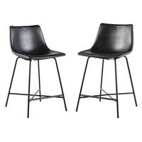 Walker Edison - Modern X Base Upholstered Counter Stool (2-Piece set) - Black - Front_Zoom