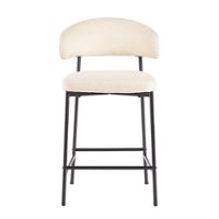 Walker Edison - Modern Curved Back Counter Stool (2-Piece Set) - Ivory - Front_Zoom