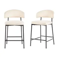 Walker Edison - Modern Curved Back Counter Stool (2-Piece Set) - Ivory - Front_Zoom