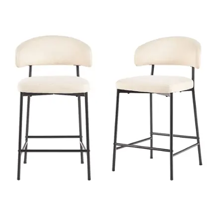 Walker Edison - Modern Curved Back Counter Stool (2-Piece Set) - Ivory