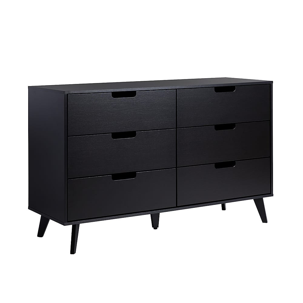 Angle View: Walker Edison - Simple Dresser with Six Cut Out Handles - Black