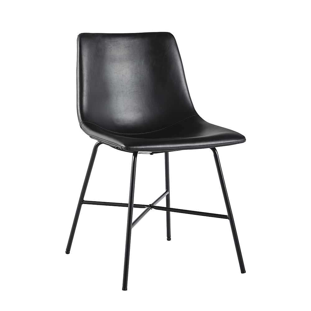 Left View: Walker Edison - Dining Chair with Metal X Base (2-Piece Set) - Black