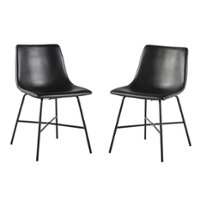 Walker Edison - Dining Chair with Metal X Base (2-Piece Set) - Black - Front_Zoom