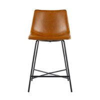Walker Edison - Modern X Base Upholstered Counter Stool (2-Piece set) - Whiskey Brown - Front_Zoom
