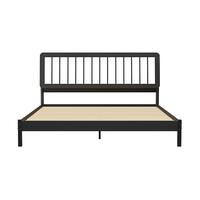 Walker Edison - Mid-Century Modern Slatted Solid Wood King Bedframe - Black - Front_Zoom
