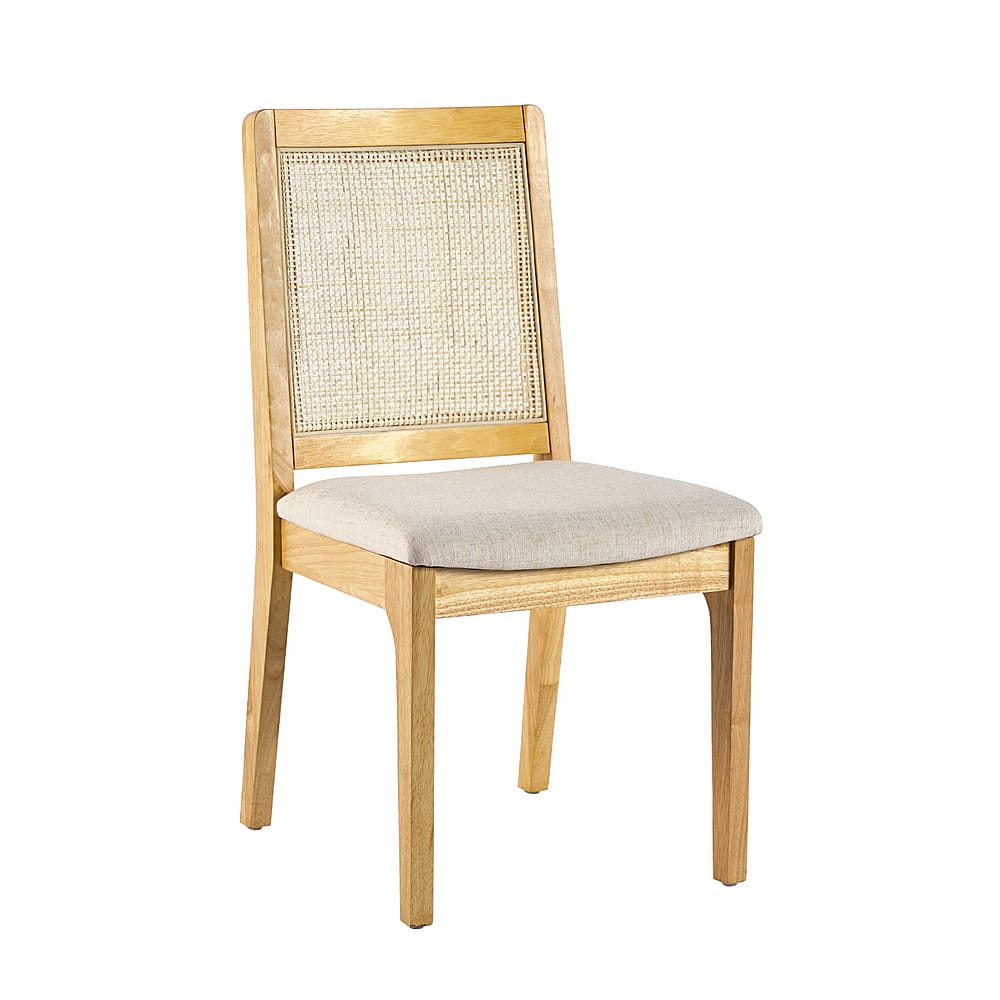 Walker Edison Boho Solid Wood Dining Chair With Rattan Inset (2-Piece ...