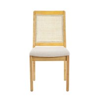 Walker Edison - Boho Solid Wood Dining Chair with Rattan Inset (2-Piece Set) - Natural - Angle_Zoom